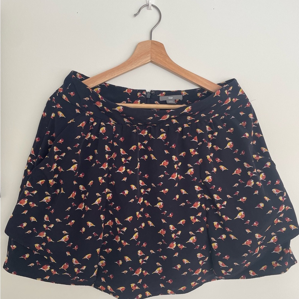 Gap bird print skater skirt size 2 dark blue